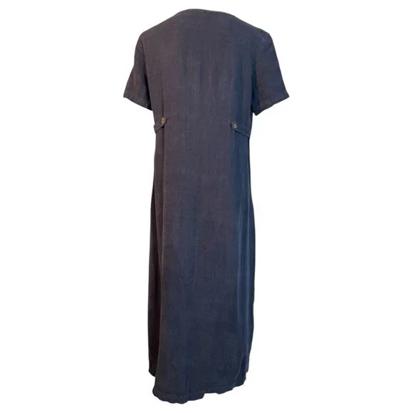 VTG Carole Little Linen Floral Embroidered Maxi Dress Short Sleeve 10 Petite - Picture 10 of 11